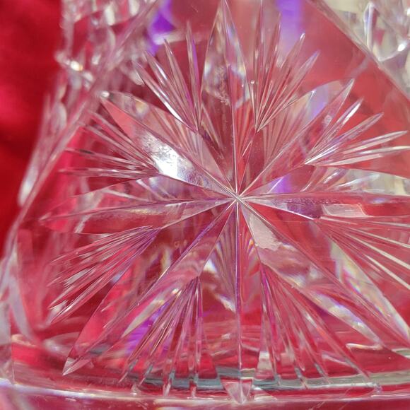 Vintage Lead Crystal Cut Glass Pitcher Stunning Brilliant Star Flower Pattern - Picture 6 of 12